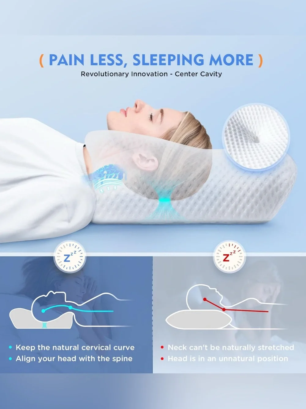 Contoured Memory Foam Pillow with Cooling Cover